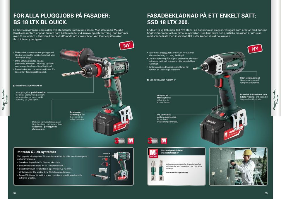 Vårt Quick-system ökar flexibiliteten ytterligare. FASADBEKLÄDNAD PÅ ETT ENKELT SÄTT: SSD 18 LTX 200.