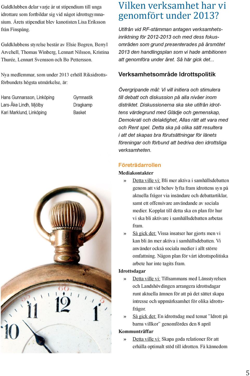 Utifrån vid RF-stämman antagen verksamhetsinriktning för 2012-2013 och med dess fokusområden som grund presenterades på årsmötet 2013 den handlingsplan som vi hade ambitionen att genomföra under året.