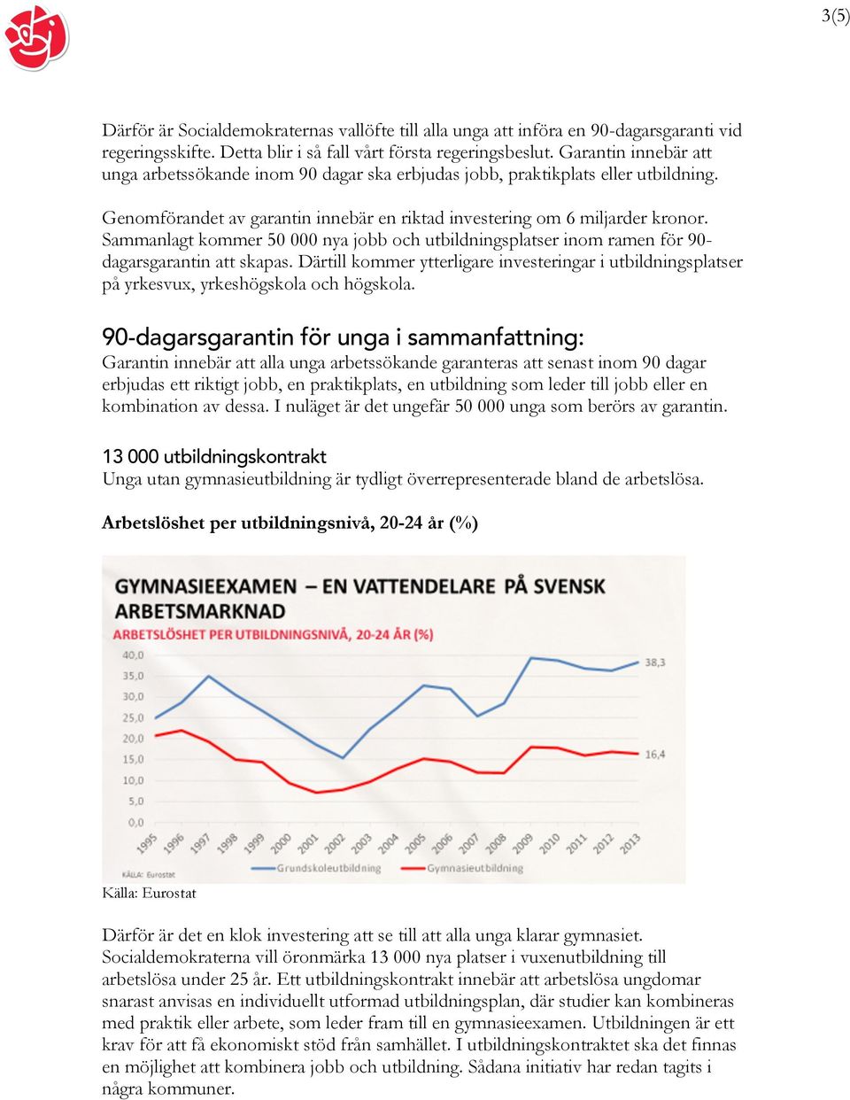 Sammanlagt kommer 50 000 nya jobb och utbildningsplatser inom ramen för 90- dagarsgarantin att skapas.