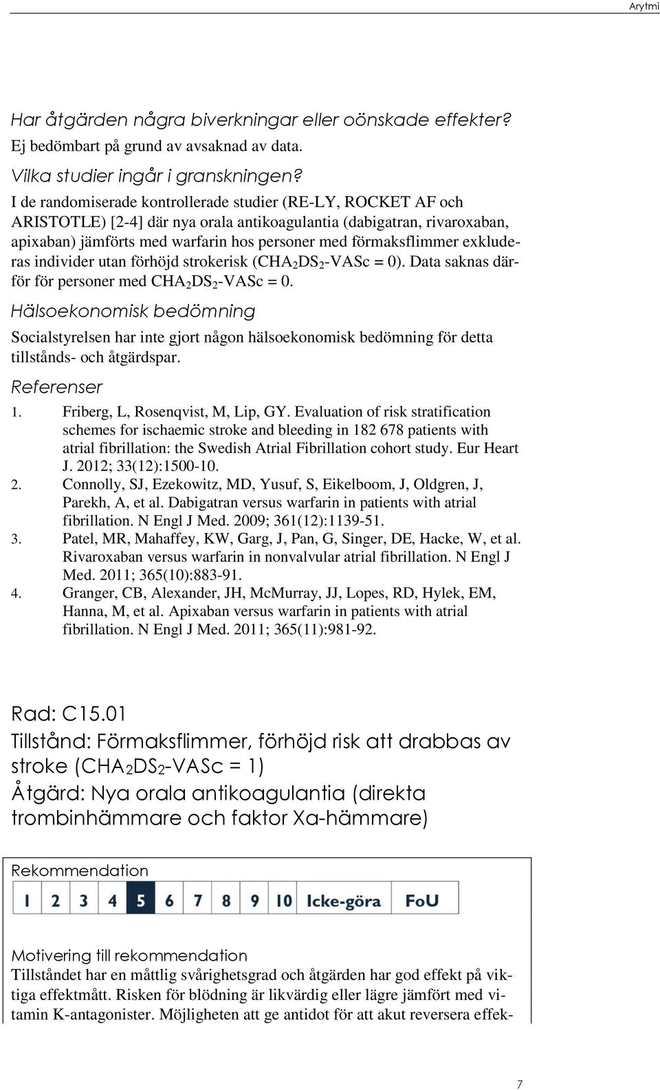 exkluderas individer utan förhöjd strokerisk (CHA 2 DS 2 -VASc = 0). Data saknas därför för personer med CHA 2 DS 2 -VASc = 0.