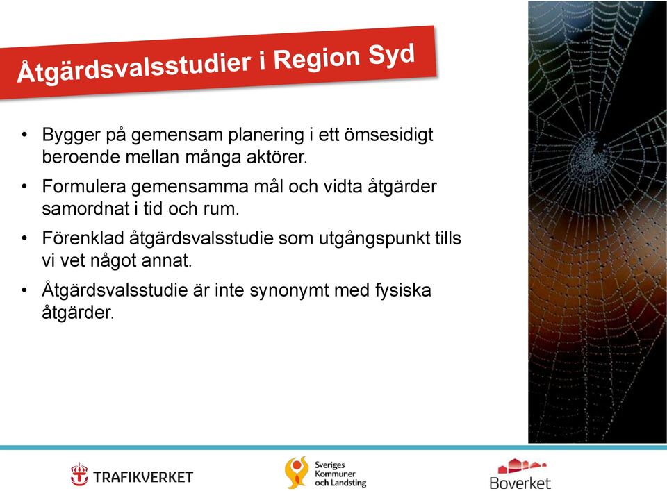 Formulera gemensamma mål och vidta åtgärder samordnat i tid och rum.