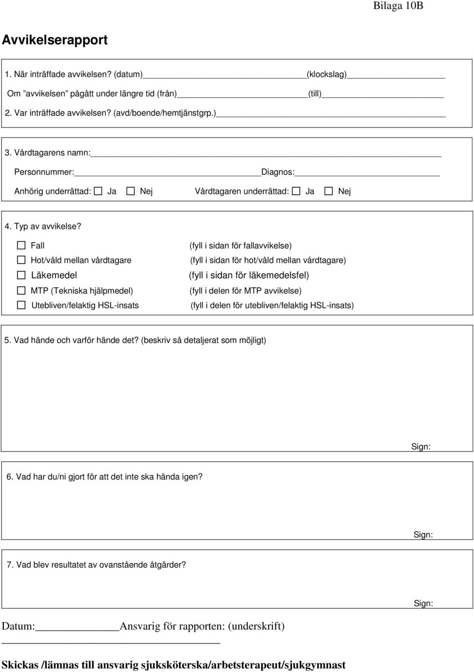 Fall Hot/våld mellan vårdtagare Läkemedel MTP (Tekniska hjälpmedel) Utebliven/felaktig HSL-insats (fyll i sidan för fallavvikelse) (fyll i sidan för hot/våld mellan vårdtagare) (fyll i sidan för