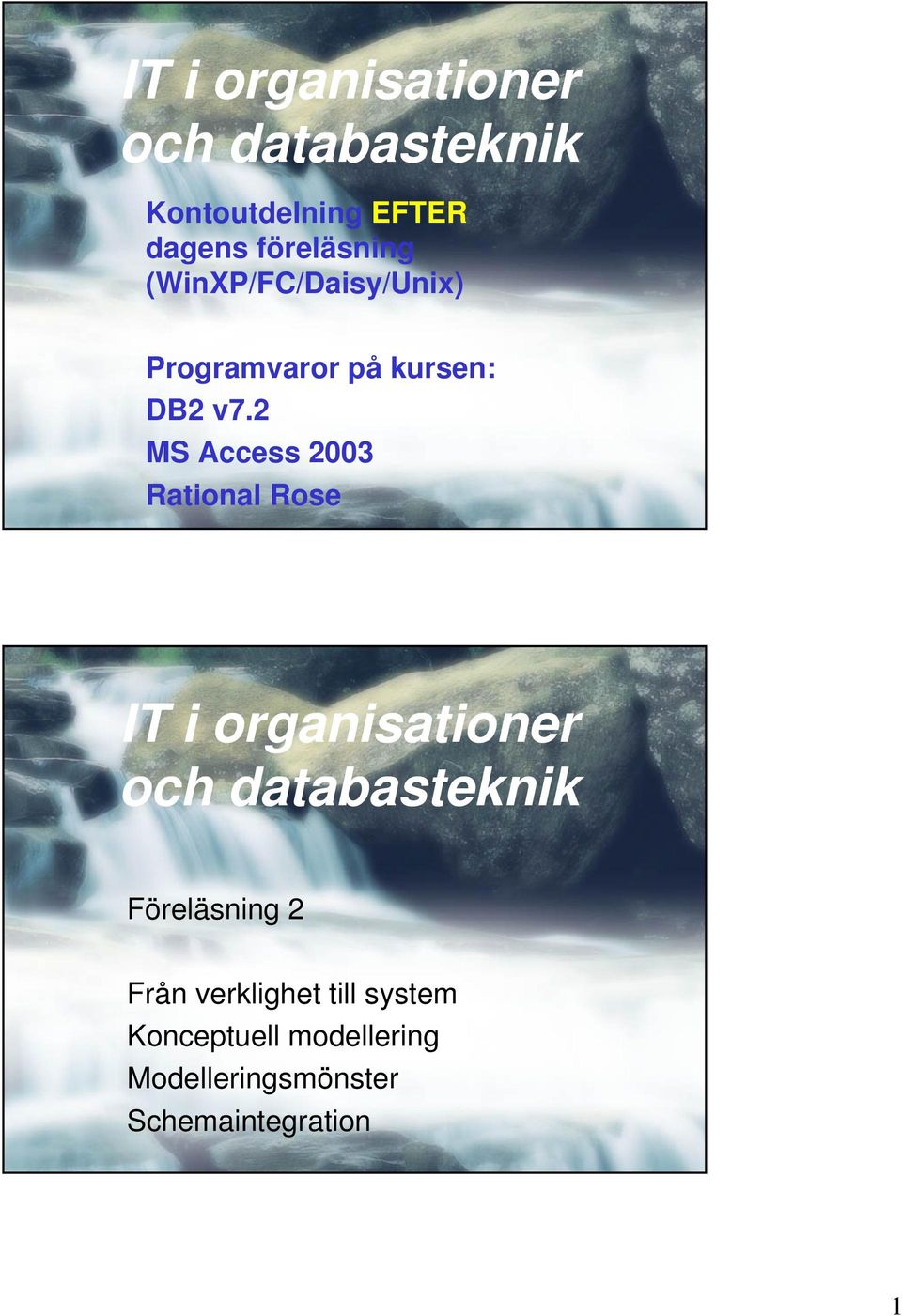 2 MS Access 2003 Rational Rose IT i organtioner och databasteknik