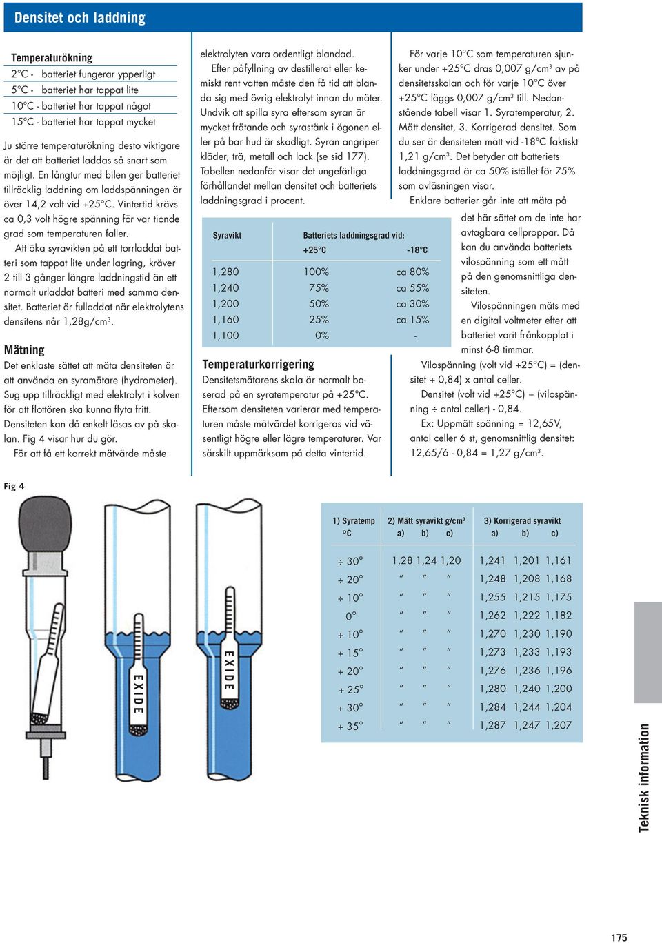 Vintertid krävs ca 0,3 volt högre spänning för var tionde grad som temperaturen faller.