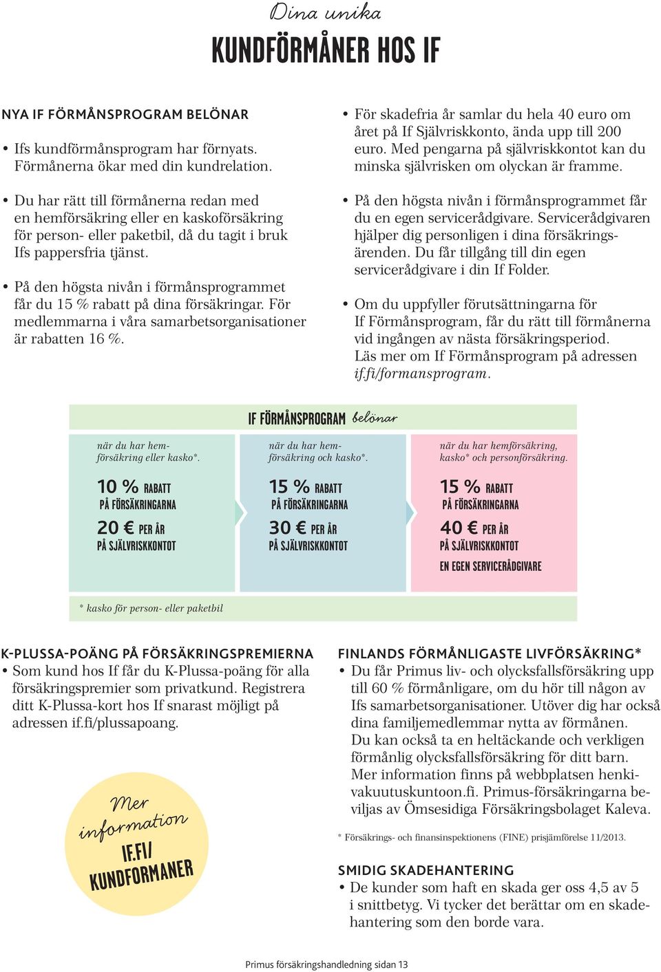 På den högsta nivån i förmånsprogrammet får du 15 % rabatt på dina försäkringar. För medlemmarna i våra samarbetsorganisationer är rabatten 16 %.