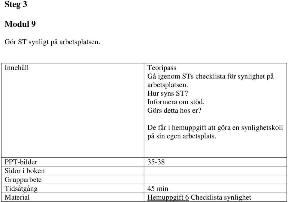 Informera om stöd. Görs detta hos er?