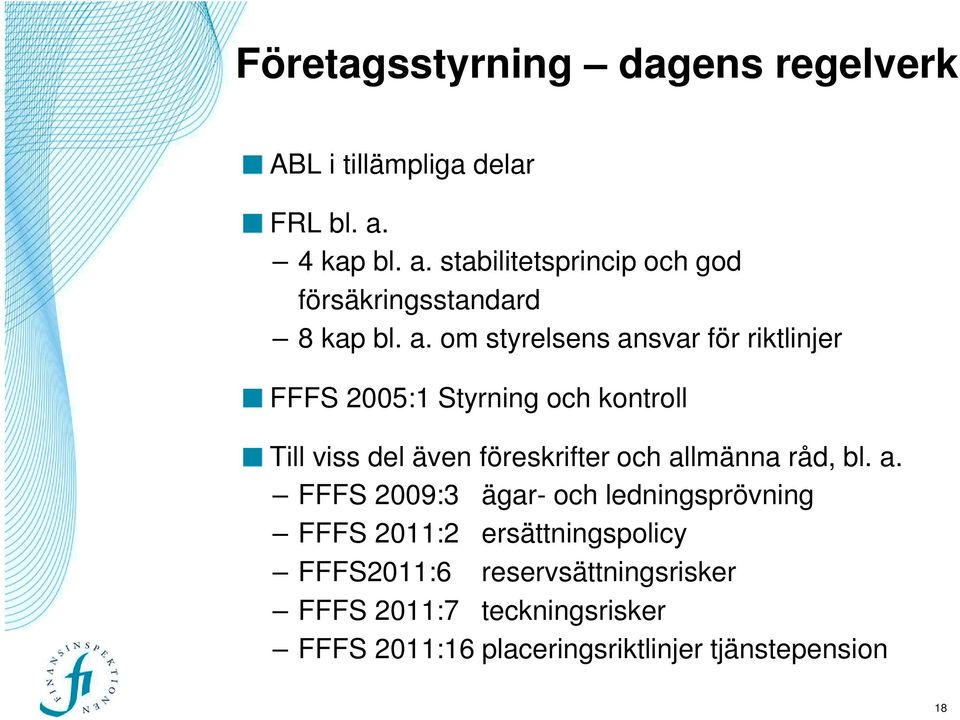 stabilitetsprincip och god försäkringsstandard 8 kap bl. a.