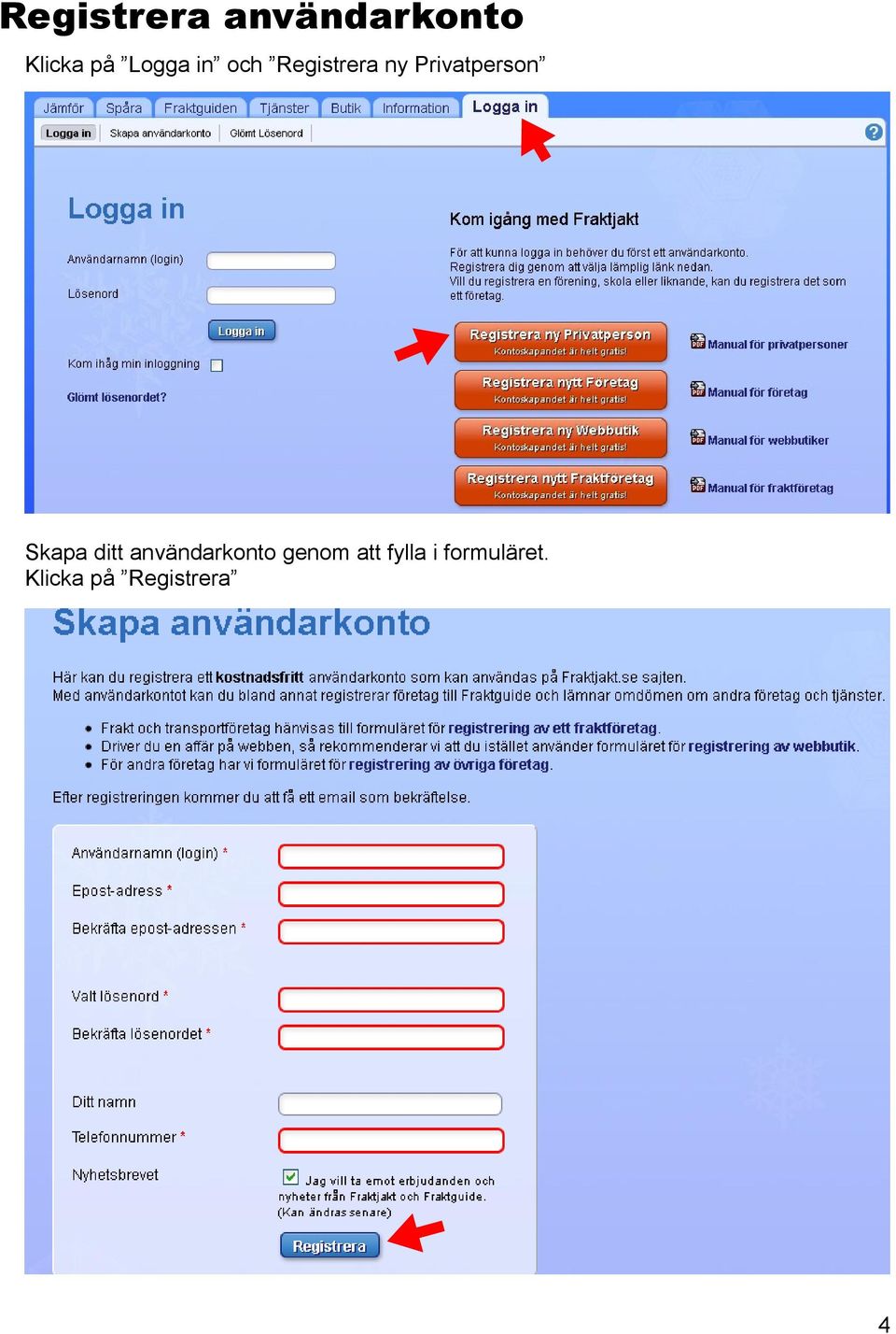 Privatperson Skapa ditt användarkonto