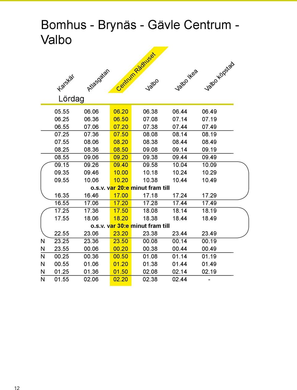 24 10.29 09.55 10.06 10.20 10.38 10.44 10.49 o.s.v. var 20:e minut fram till 16.35 16.46 17.00 17.18 17.24 17.29 16.55 17.06 17.20 17.28 17.44 17.49 17.25 17.36 17.50 18.08 18.14 18.19 17.55 18.06 18.