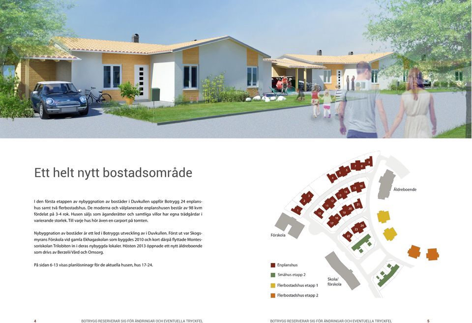 Till varje hus hör även en carport på tomten. Nybyggnation av bostäder är ett led i Botryggs utveckling av i Duvkullen.