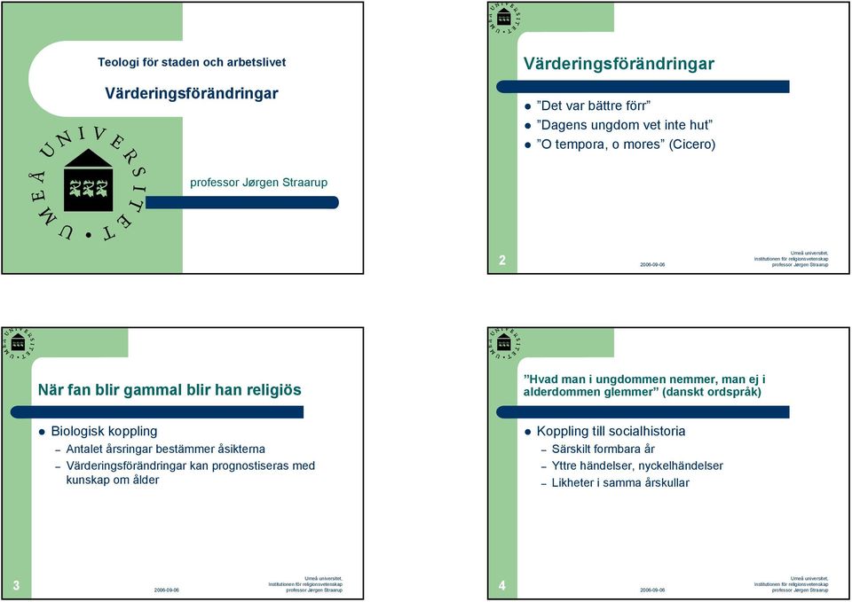 glemmer (danskt ordspråk) Biologisk koppling Antalet årsringar bestämmer åsikterna Värderingsförändringar kan prognostiseras