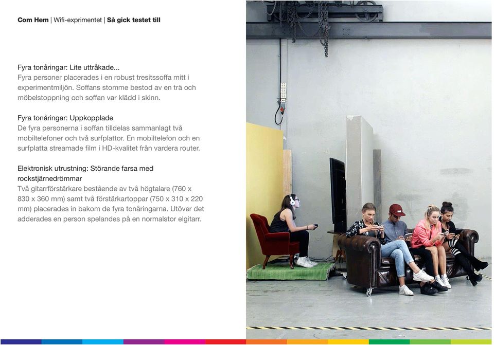 Fyra tonåringar: Uppkopplade De fyra personerna i soffan tilldelas sammanlagt två mobiltelefoner och två surfplattor.