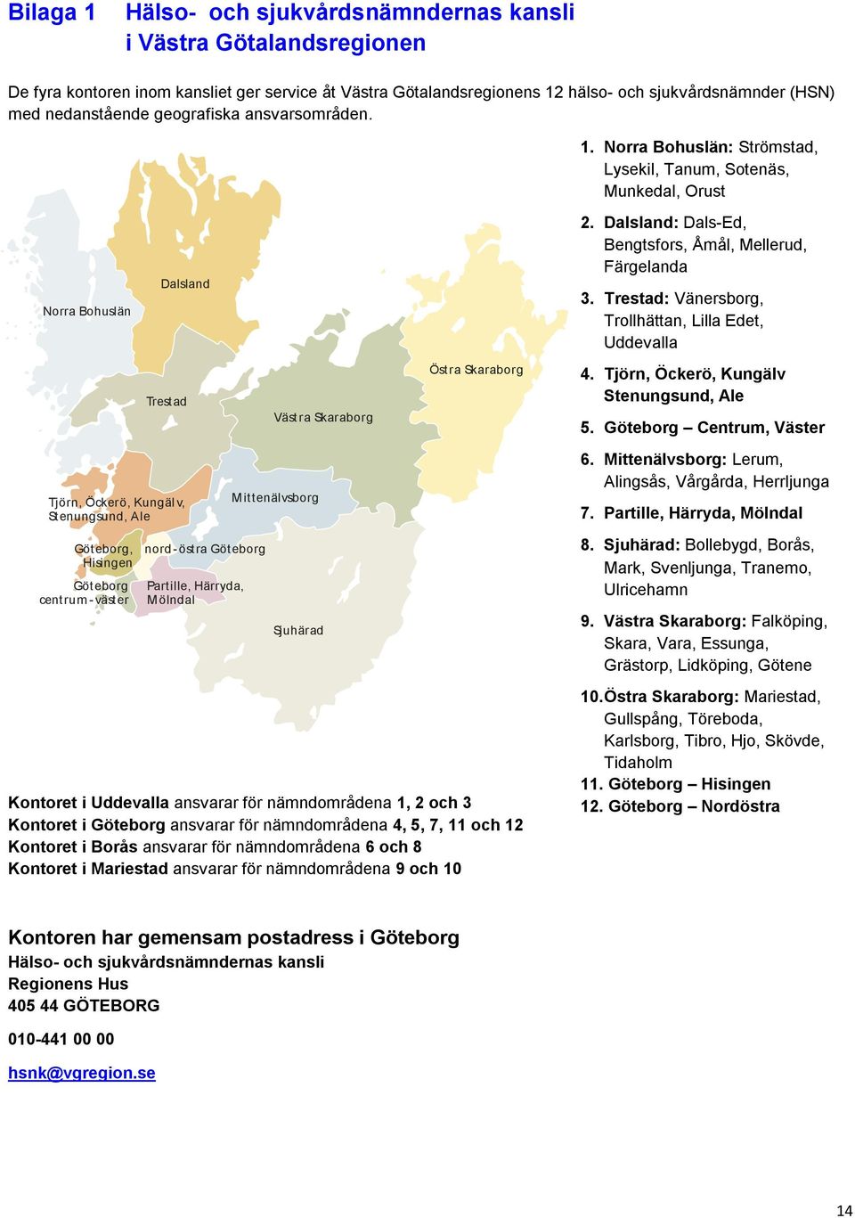 Norra Bohuslän: Strömstad, Lysekil, Tanum, Sotenäs, Munkedal, Orust Norra Bohuslän Göteborg, Hisingen Göteborg centrum -väster Trestad Tjörn, Öckerö, Kungäl v, Stenungsund, Ale Dalsland nord-östra