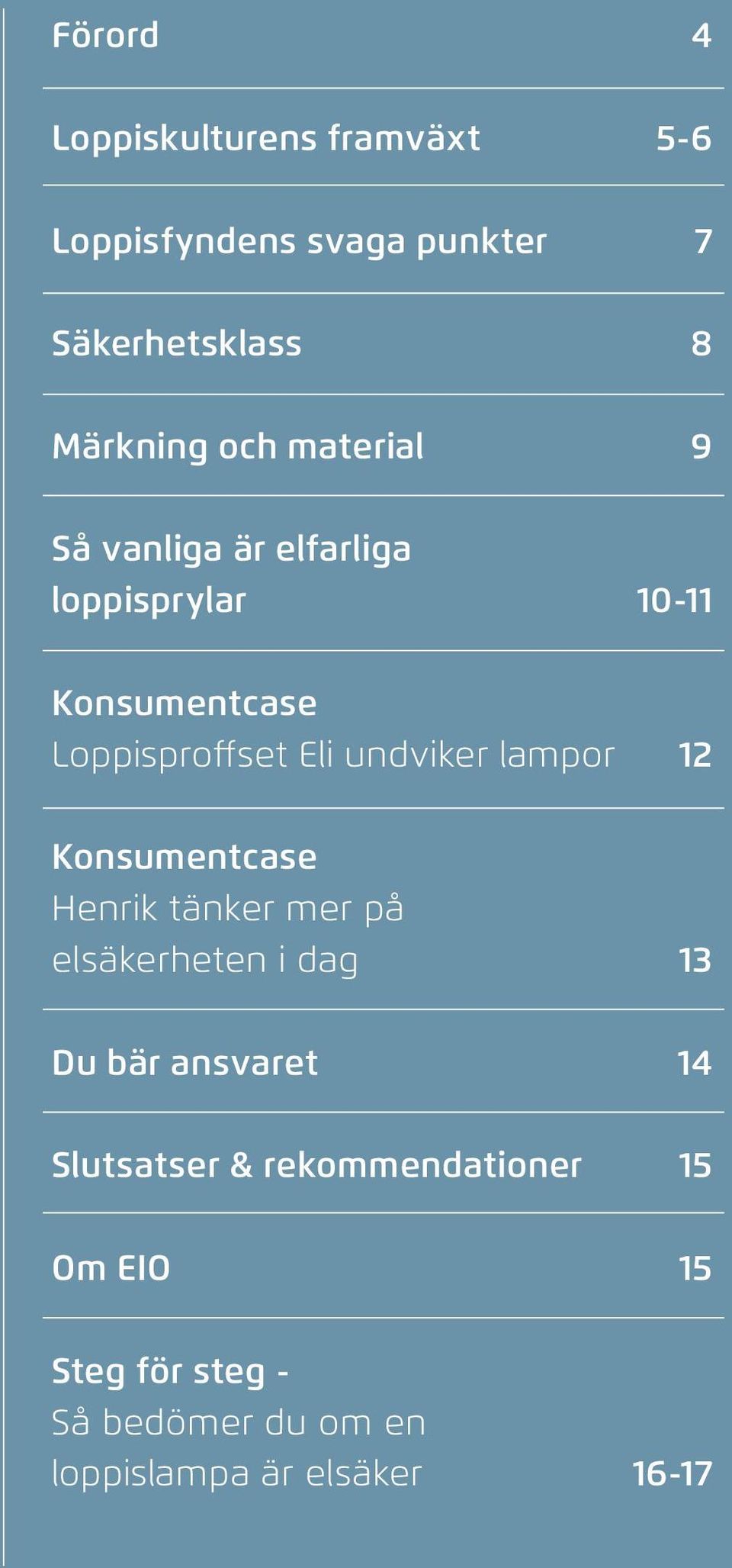 12 Konsumentcase Henrik tänker mer på elsäkerheten i dag 13 Du bär ansvaret 14 Slutsatser &