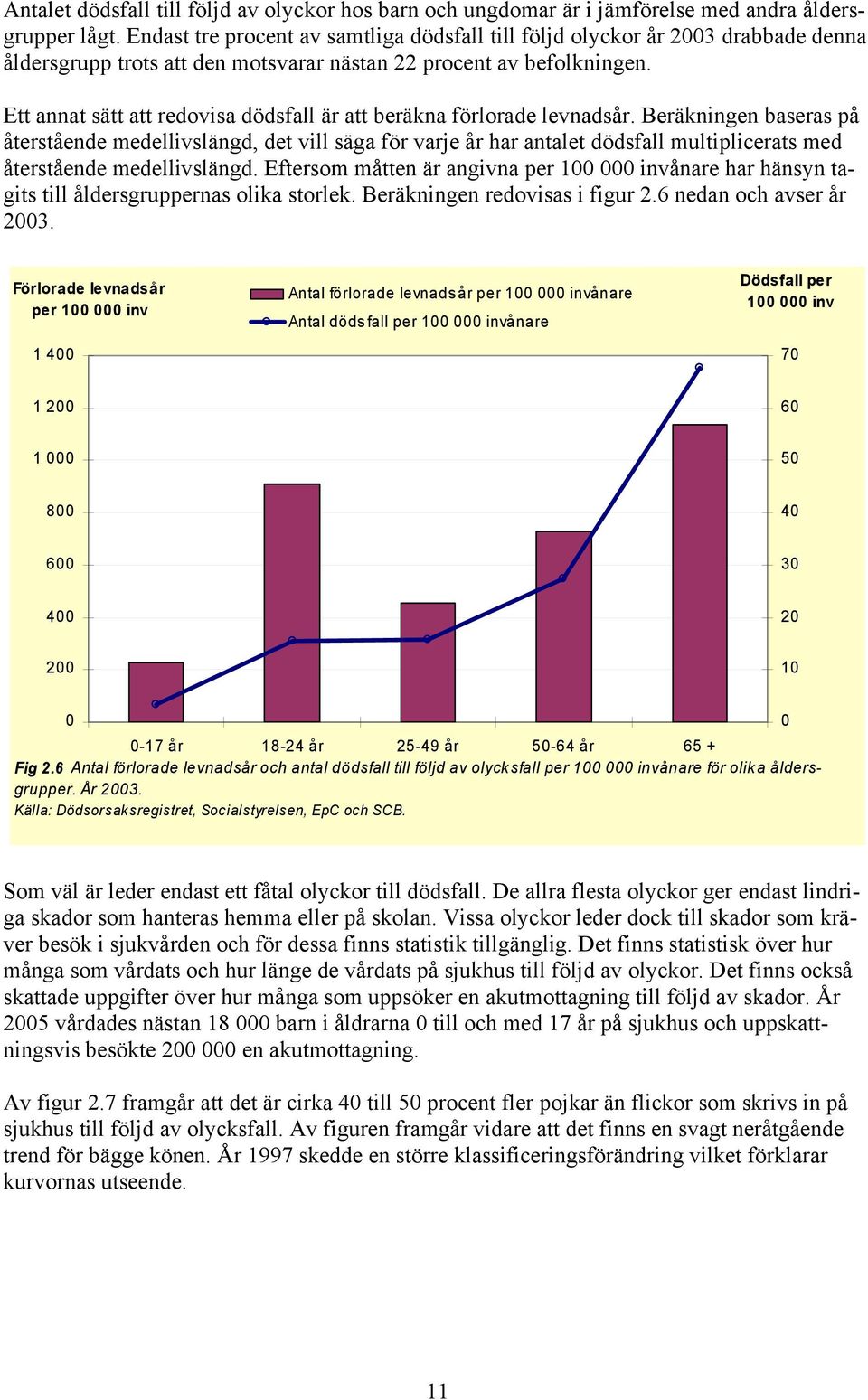 Ett annat sätt att redovisa dödsfall är att beräkna förlorade levnadsår.