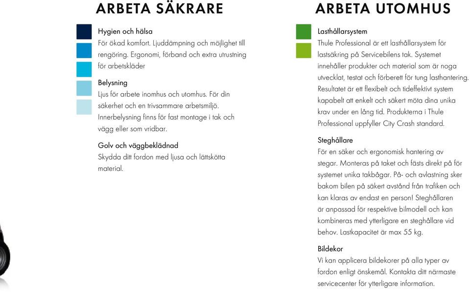 ARBETA UTOMHUS Lasthållarsystem Thule Professional är ett lasthållarsystem för lastsäkring på Servicebilens tak.