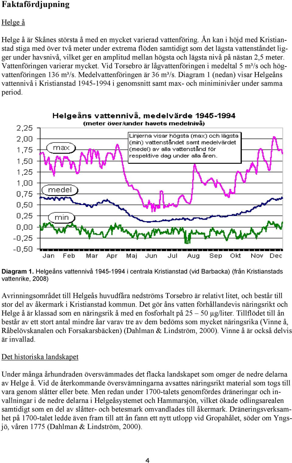 nästan 2,5 meter. Vattenföringen varierar mycket. Vid Torsebro är lågvattenföringen i medeltal 5 m³/s och högvattenföringen 136 m³/s. Medelvattenföringen är 36 m³/s.