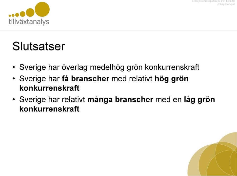branscher med relativt hög grön konkurrenskraft Sverige