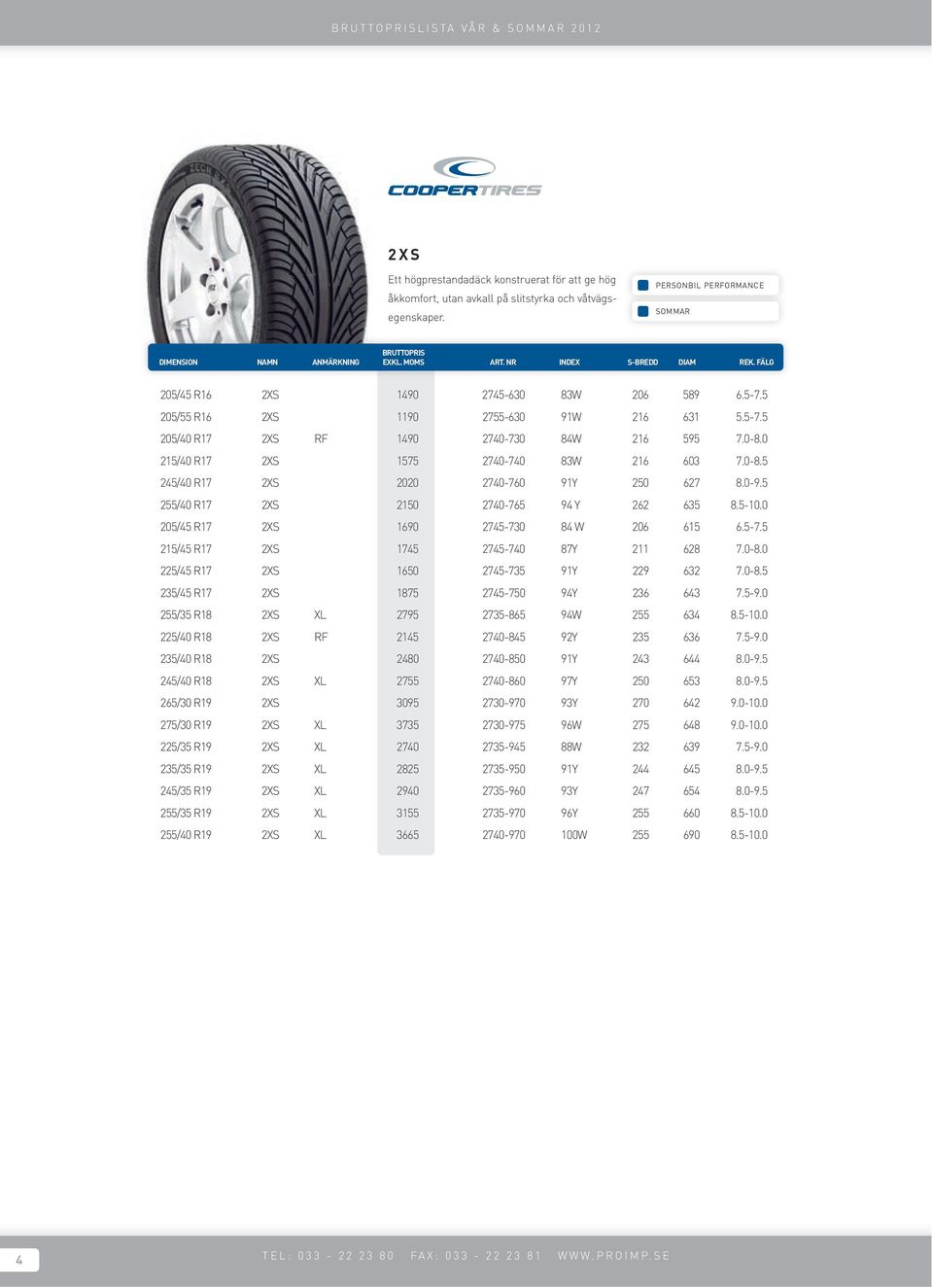 0 215/40 R17 2XS 1575 2740-740 83W 216 603 7.0-8.5 245/40 R17 2XS 2020 2740-760 91Y 250 627 8.0-9.5 255/40 R17 2XS 2150 2740-765 94 Y 262 635 8.5-10.0 205/45 R17 2XS 1690 2745-73