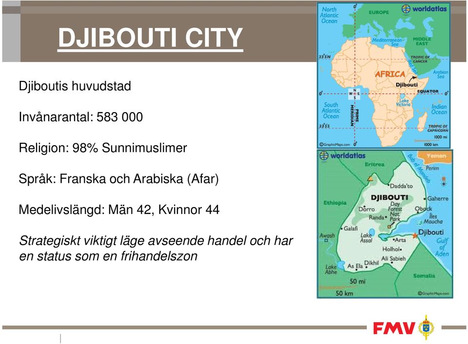 (Afar) Medelivslängd: Män 42, Kvinnor 44 Strategiskt