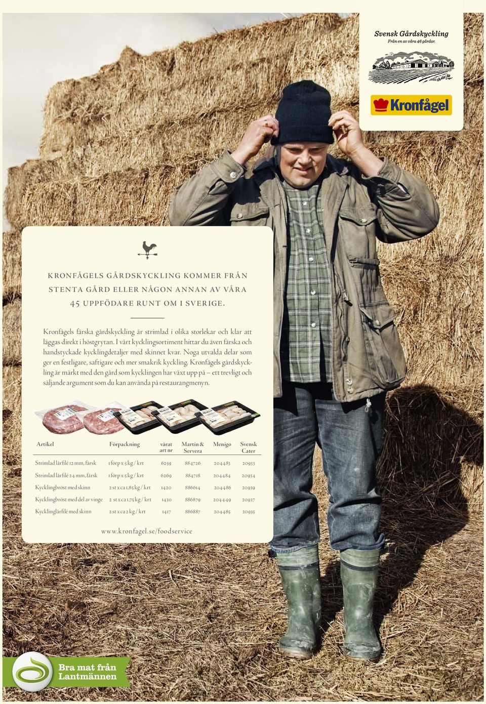 I vårt kycklingsortiment hittar du även färska och handstyckade kycklingdetaljer med skinnet kvar. Noga utvalda delar som ger en festligare, saftigare och mer smakrik kyckling.