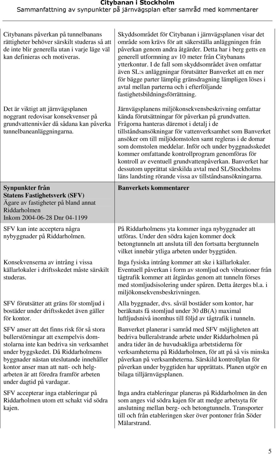Statens Fastighetsverk (SFV) Ägare av fastigheter på bland annat Riddarholmen Inkom 2004-06-28 Dnr 04-1199 SFV kan inte acceptera några nybyggnader på Riddarholmen.