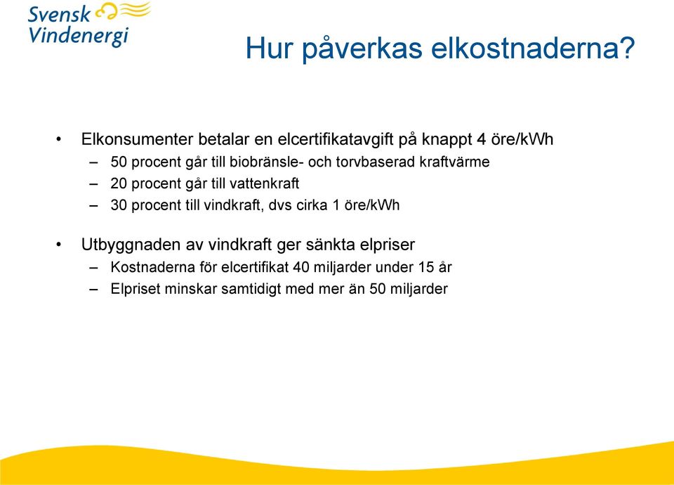 biobränsle- och torvbaserad kraftvärme 20 procent går till vattenkraft 30 procent till