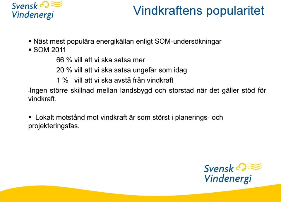 ska avstå från vindkraft -Ingen större skillnad mellan landsbygd och storstad när det gäller