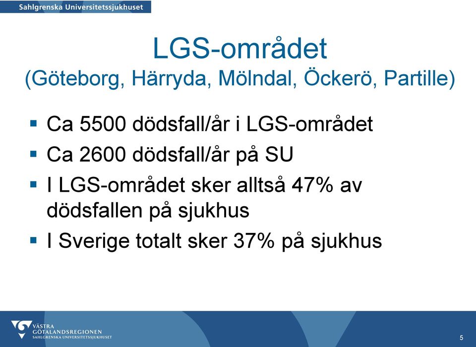 dödsfall/år på SU I LGS-området sker alltså 47% av