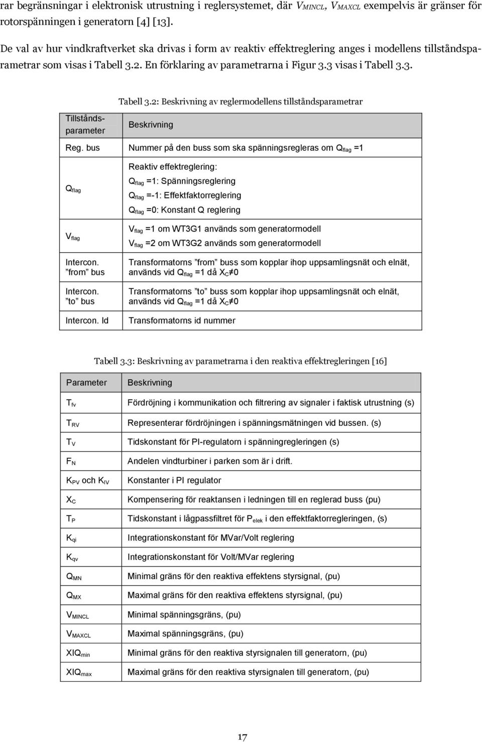2. En förklaring av parametrarna i Figur 3.3 visas i Tabell 3.3. Tabell 3.2: Beskrivning av reglermodellens tillståndsparametrar Tillståndsparameter Beskrivning Reg.