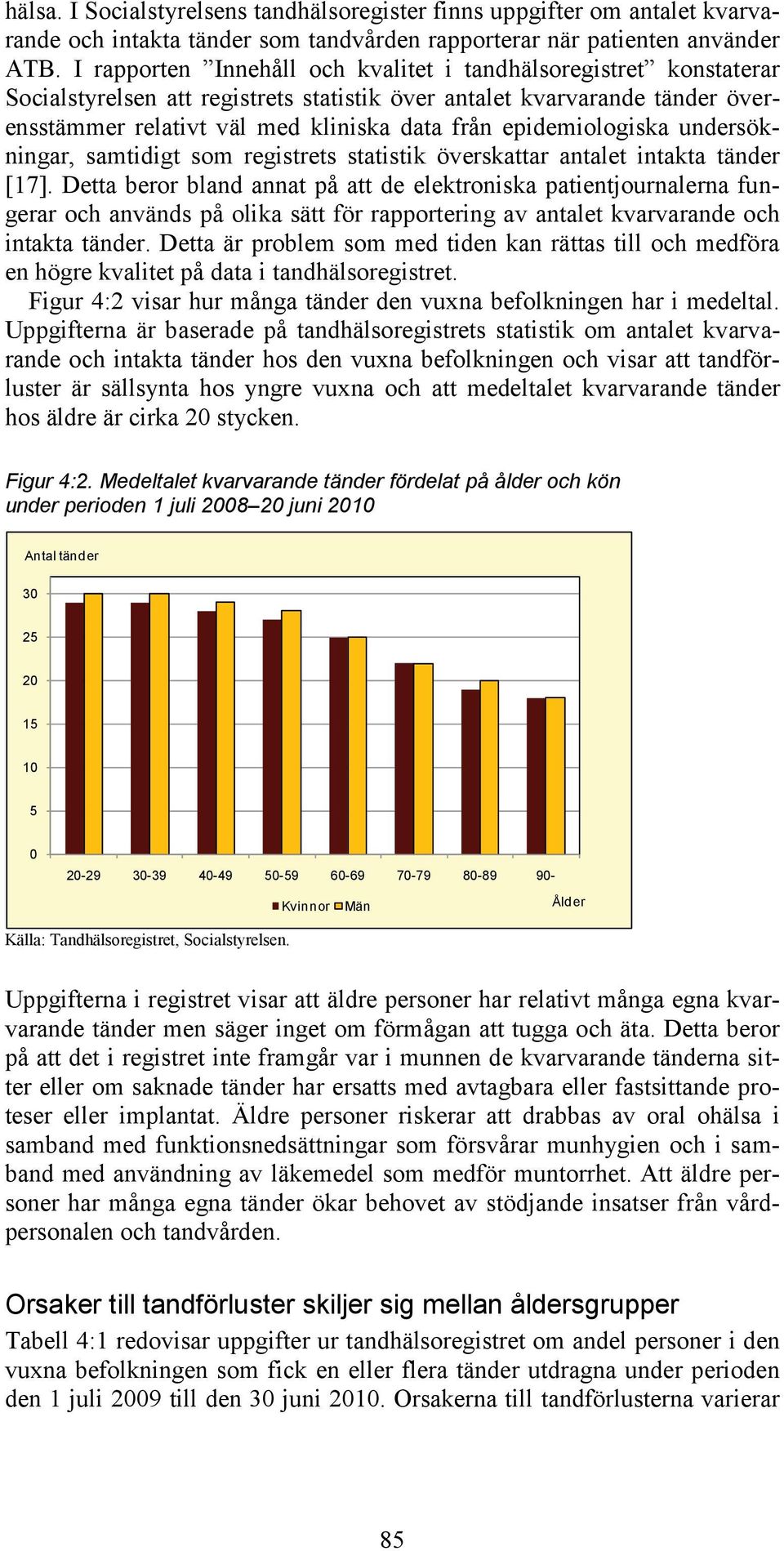 epidemiologiska undersökningar, samtidigt som registrets statistik överskattar antalet intakta tänder [17].