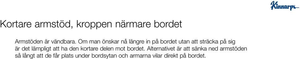 lämpligt att ha den kortare delen mot bordet.