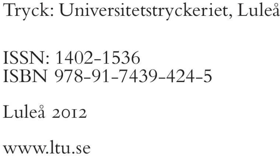 Luleå ISSN: 1402-1536