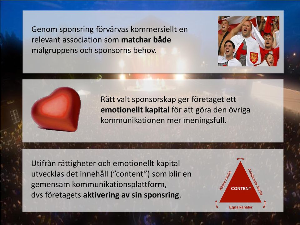 Rätt valt sponsorskap ger företaget ett emotionellt kapital för att göra den övriga kommunikationen mer