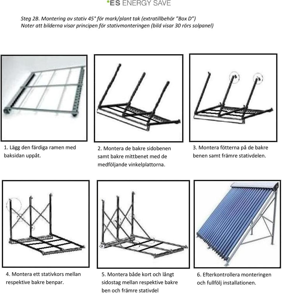 rörs solpanel) 1. Lägg den färdiga ramen med baksidan uppåt. 2.