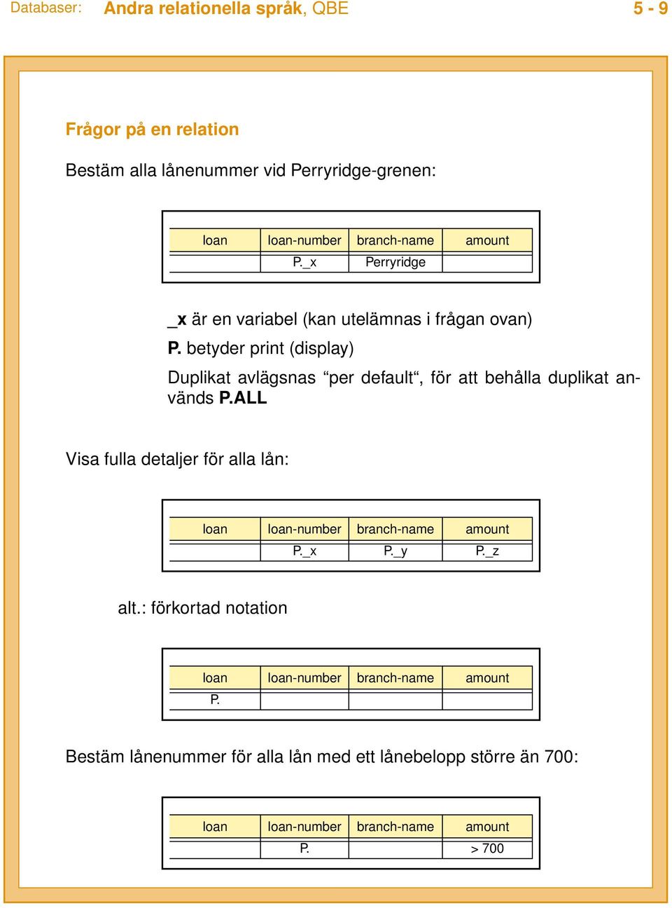 betyder print (display) Duplikat avlägsnas per default, för att behålla duplikat används P.
