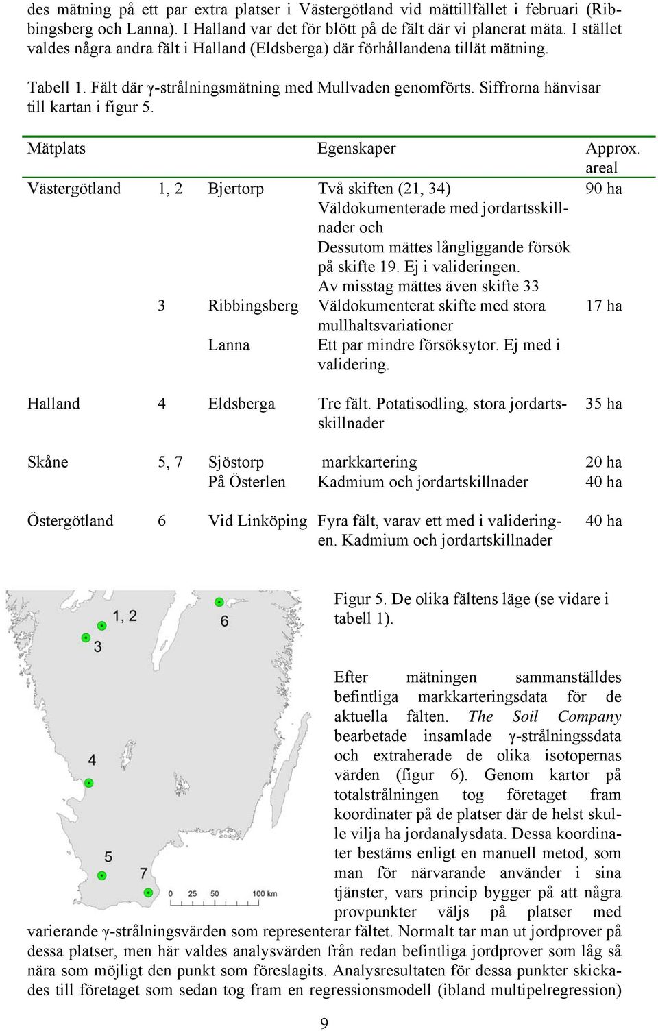 Mätplats Egenskaper Approx. areal Västergötland 1, 2 Bjertorp Två skiften (21, 34) 90 ha Väldokumenterade med jordartsskillnader och Dessutom mättes långliggande försök på skifte 19.