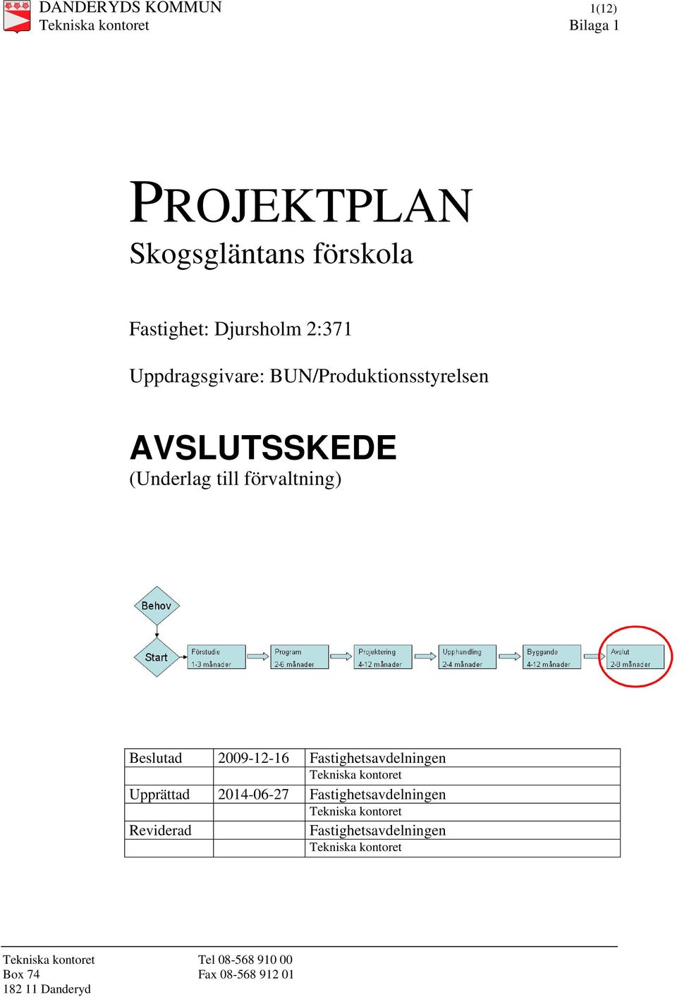 AVSLUTSSKEDE (Underlag till förvaltning) Beslutad 2009-12-16