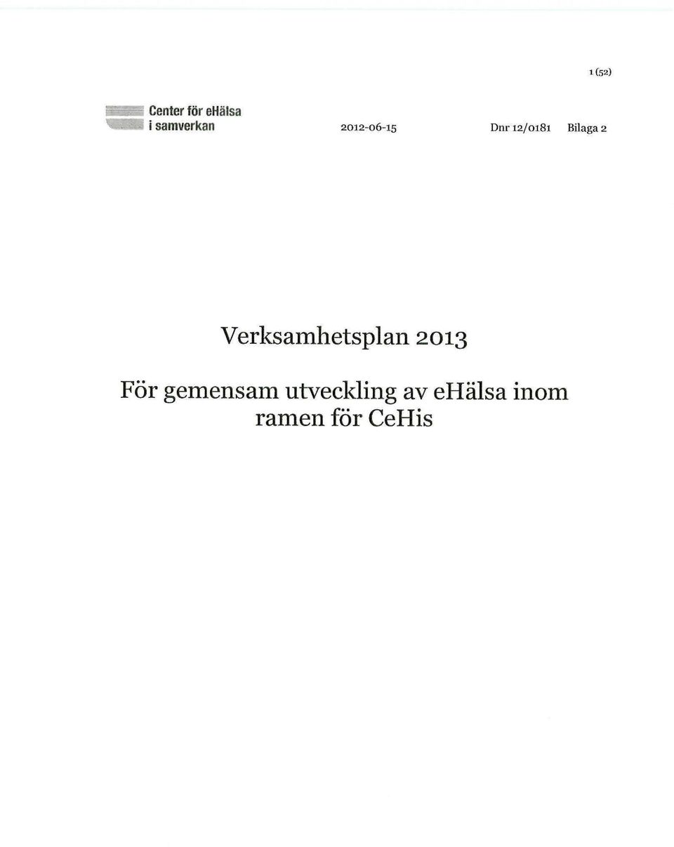 Verksamhetsplan 2013 För