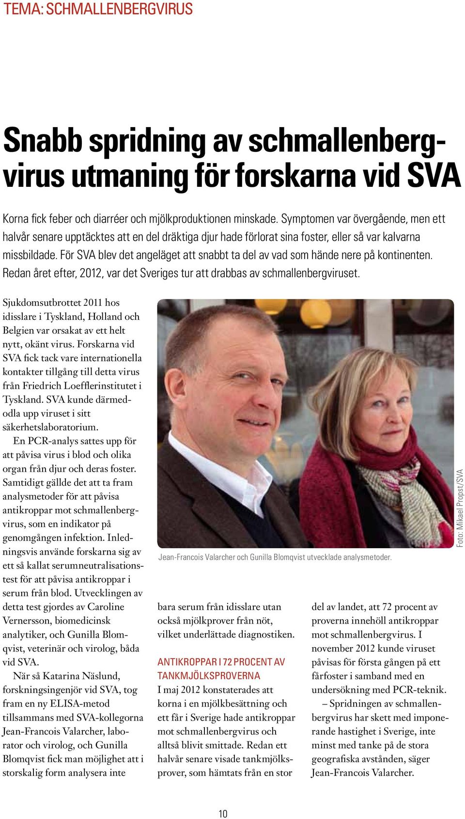 För SVA blev det angeläget att snabbt ta del av vad som hände nere på kontinenten. Redan året efter, 2012, var det Sveriges tur att drabbas av schmallenbergviruset.