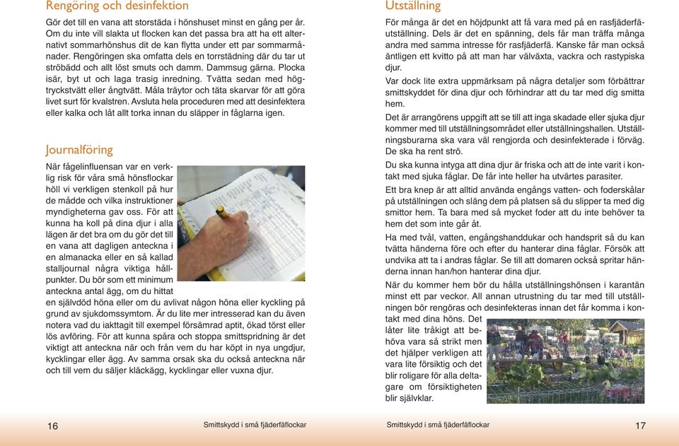 Rengöringen ska omfatta dels en torrstädning där du tar ut ströbädd och allt löst smuts och damm. Dammsug gärna. Plocka isär, byt ut och laga trasig inredning.