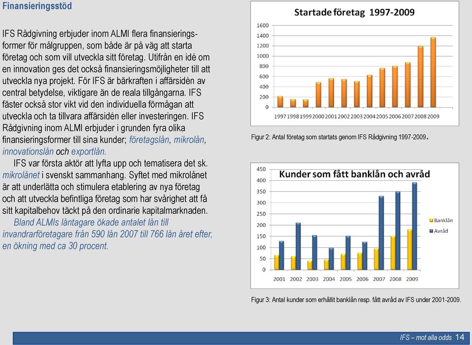 IFS fäster också stor vikt vid den individuella förmågan att utveckla och ta tillvara affärsidén eller investeringen.