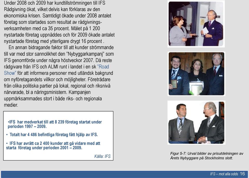 Målet på 1 200 nystartade företag uppnåddes och för 2009 ökade antalet nystartade företag med ytterligare drygt 16 procent.