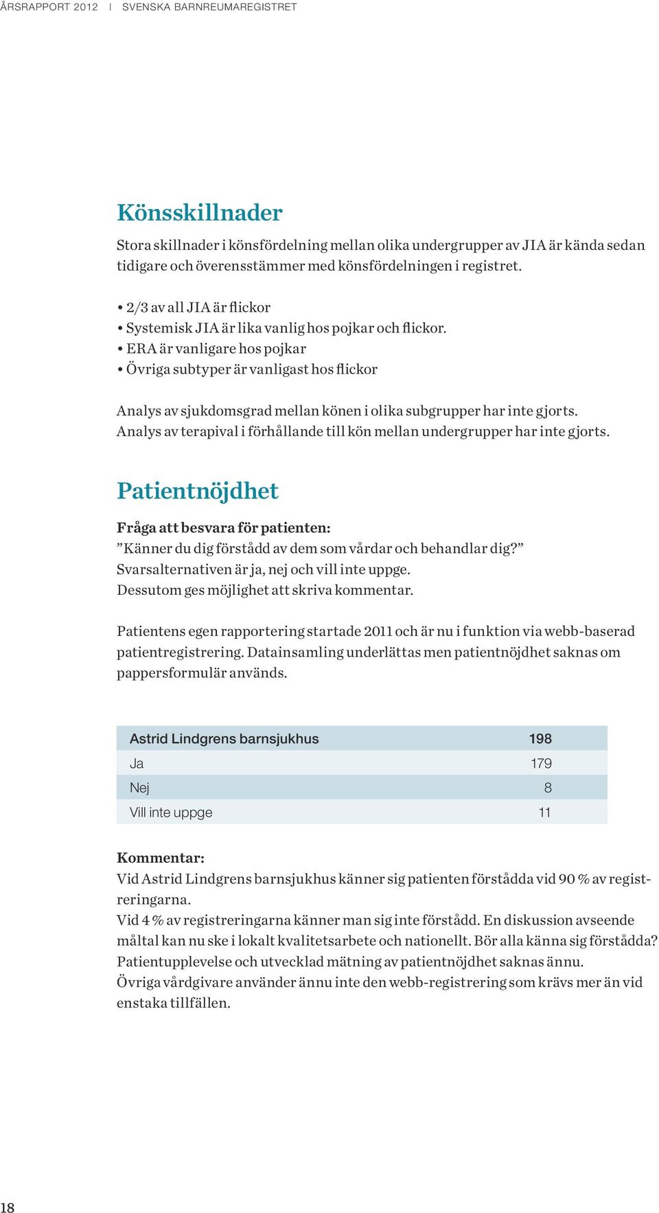 ERA är vanligare hos pojkar Övriga subtyper är vanligast hos flickor Analys av sjukdomsgrad mellan könen i olika subgrupper har inte gjorts.