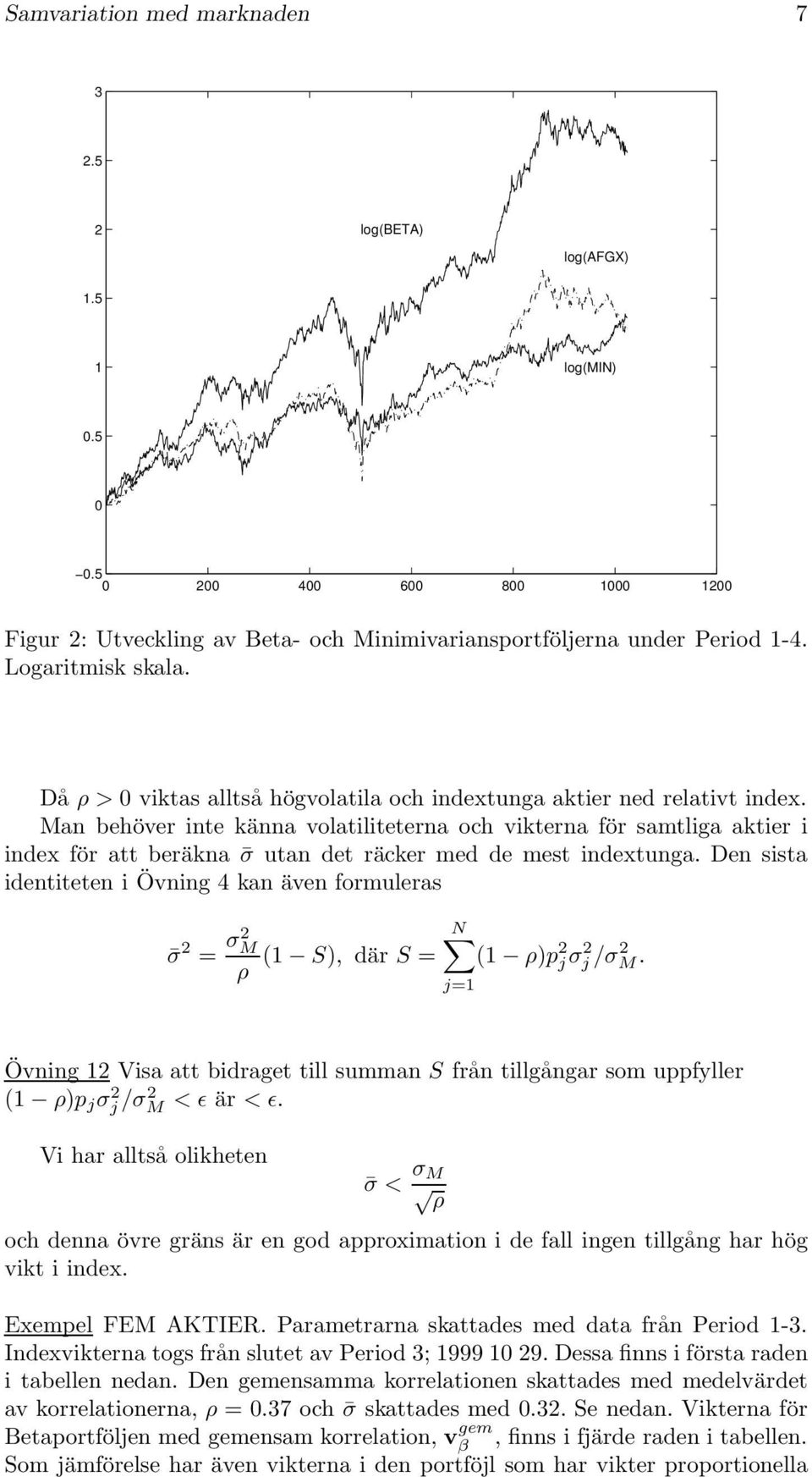 Man behöver inte känna volatiliteterna och vikterna för samtliga aktier i index för att beräkna σ utan det räcker med de mest indextunga.