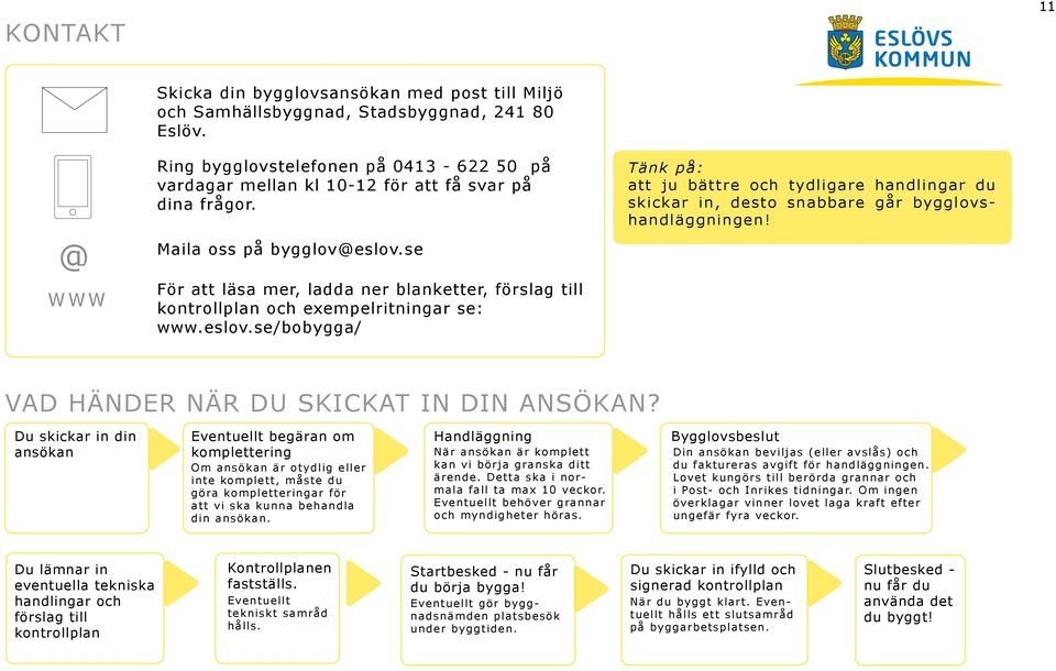 se För att läsa mer, ladda ner blanketter, förslag till kontrollplan och exempelritningar se: www.eslov.