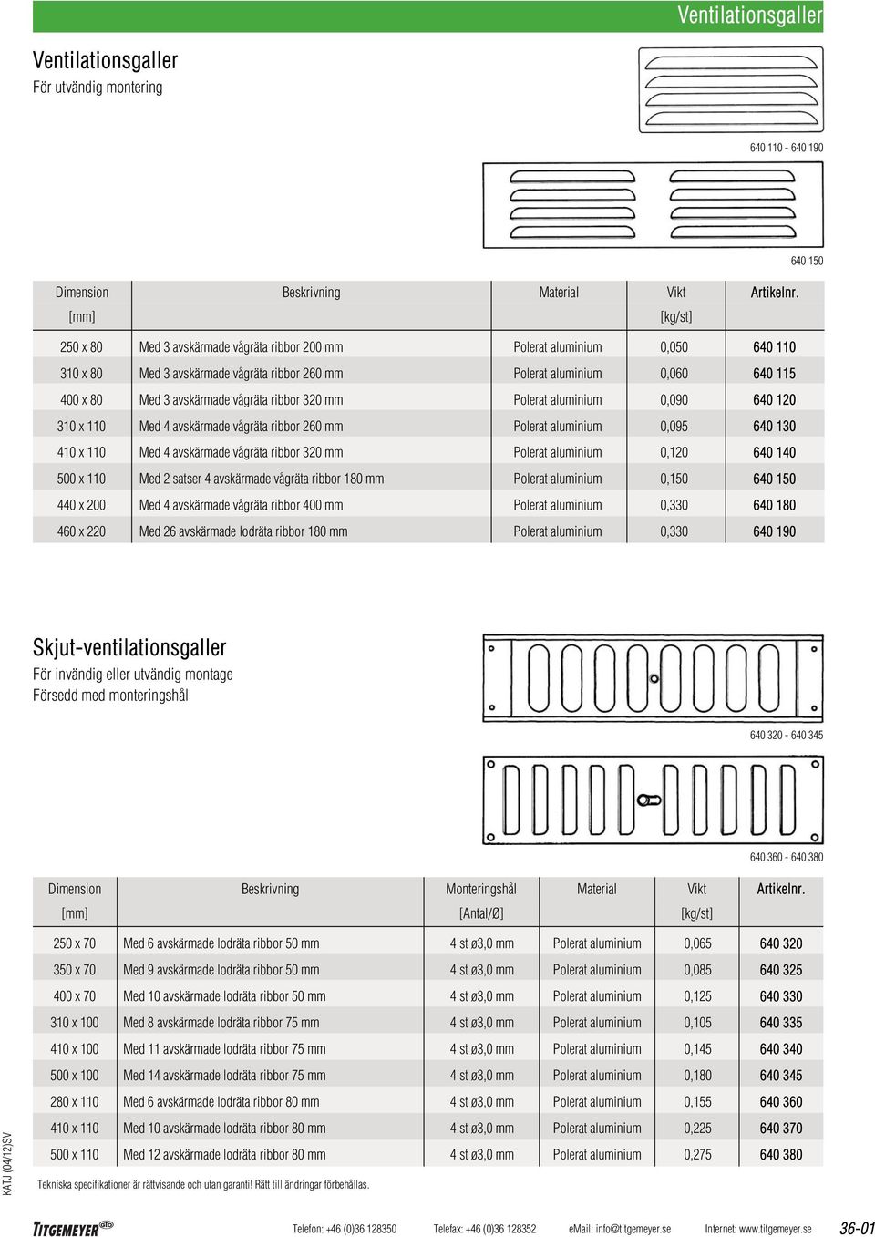 410 x 110 Med 4 avskärmade vågräta ribbor 320 mm 500 x 110 Med 2 satser 4 avskärmade vågräta ribbor 180 mm 440 x 200 Med 4 avskärmade vågräta ribbor 400 mm 460 x 220 Med 26 avskärmade lodräta ribbor