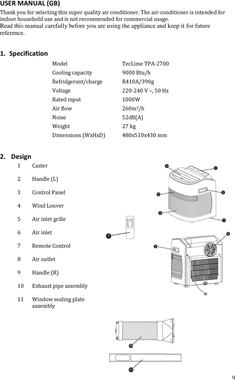 Read this manual carefully before you are using the appliance and keep it for future reference. 1.
