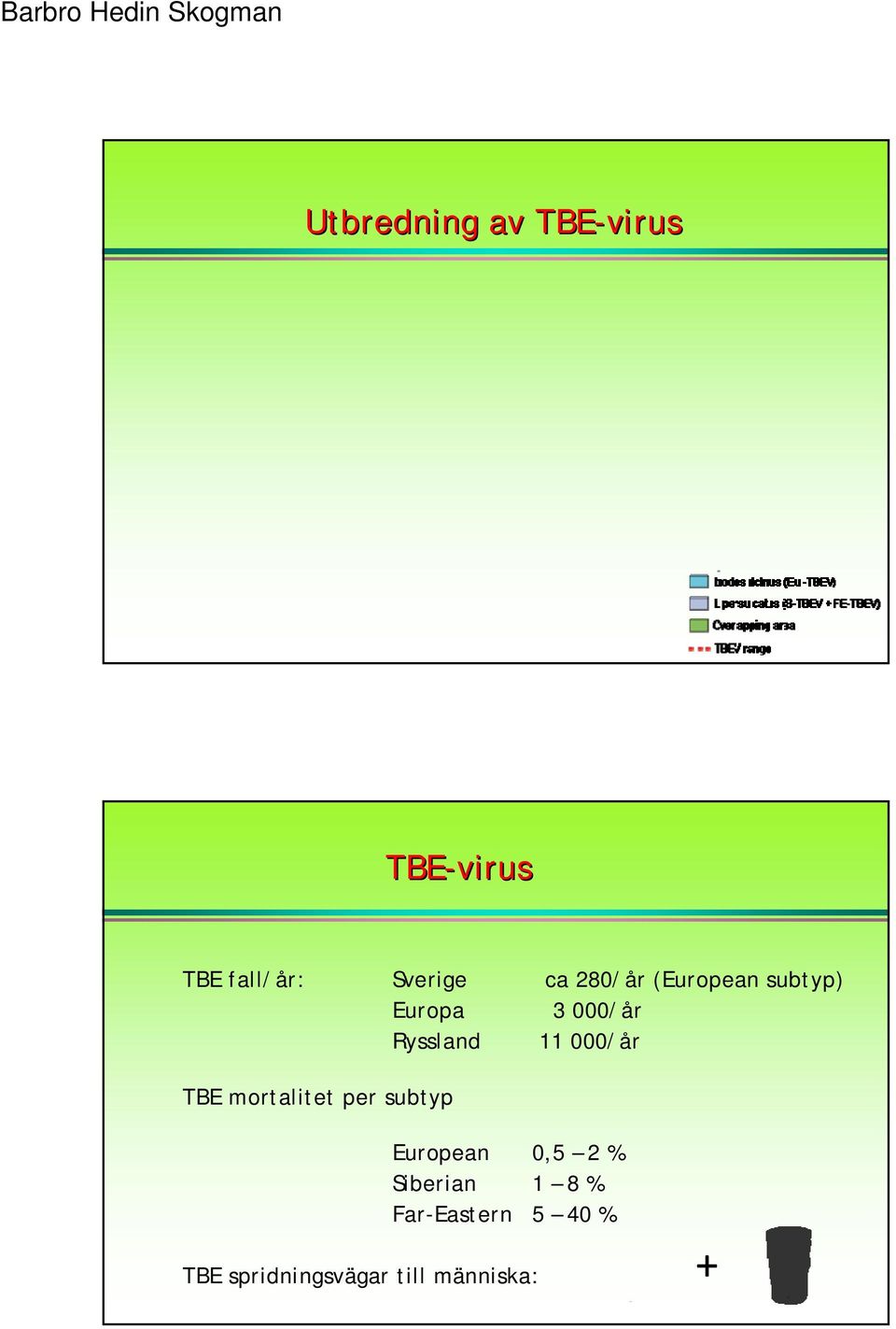 000/år TBE mortalitet per subtyp European 0,5 2 %