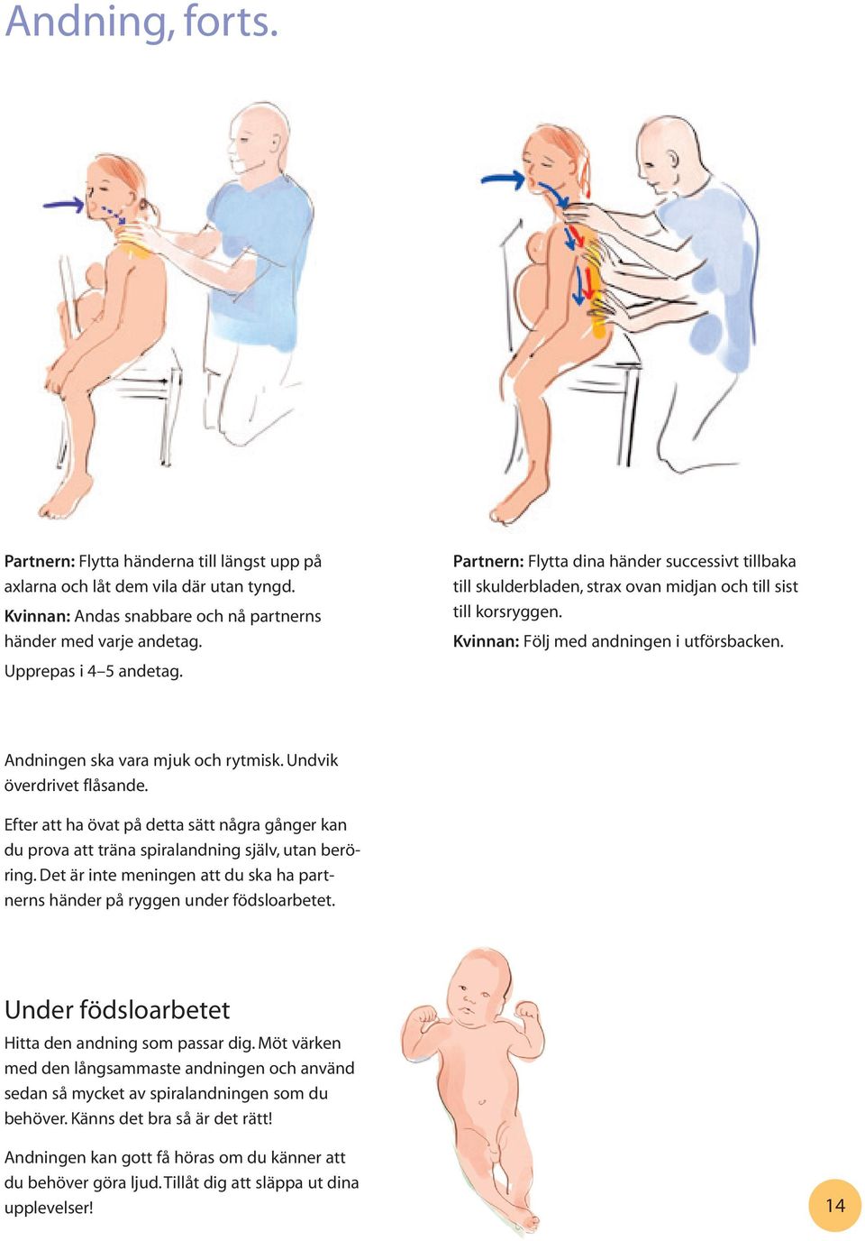 Undvik överdrivet flåsande. Efter att ha övat på detta sätt några gånger kan du prova att träna spiralandning själv, utan beröring.